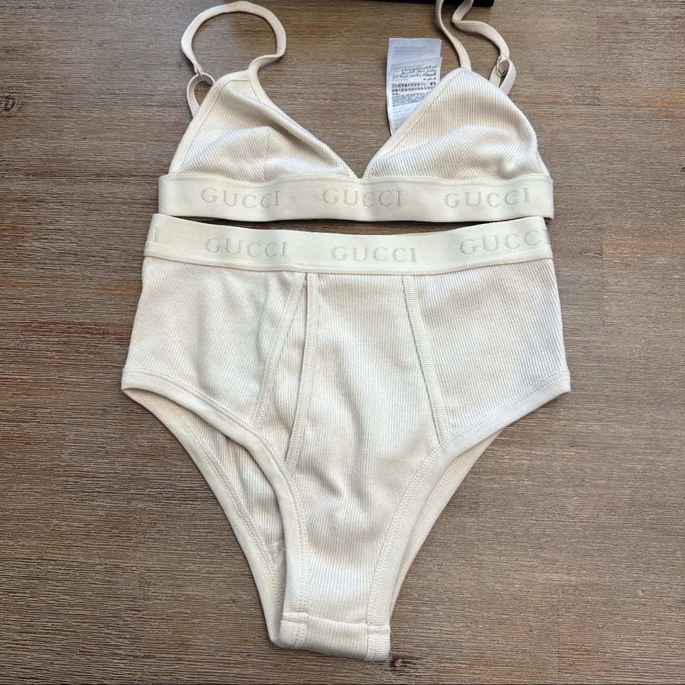 Gucci Women's Cream Bra and Panty Set